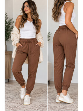 Women's Member's Mark Athletic Casual Lightweight Travel Jogger Pants Brown M
